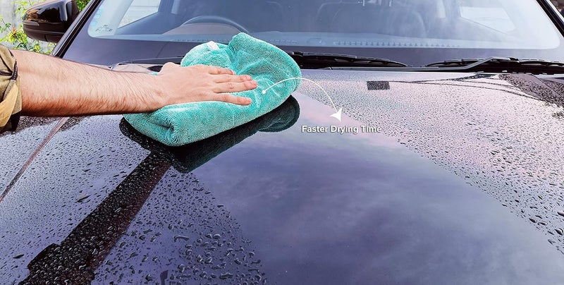 SOFTSPUN Microfiber Cloth for Car 1600 GSM 40x40 cms 1 Pcs Aqua Blue Twisted Loop Super Absorbent Towel Edgeless Design with Plush Pile and Lint Free Cloth for Drying and Detailing - Image 4