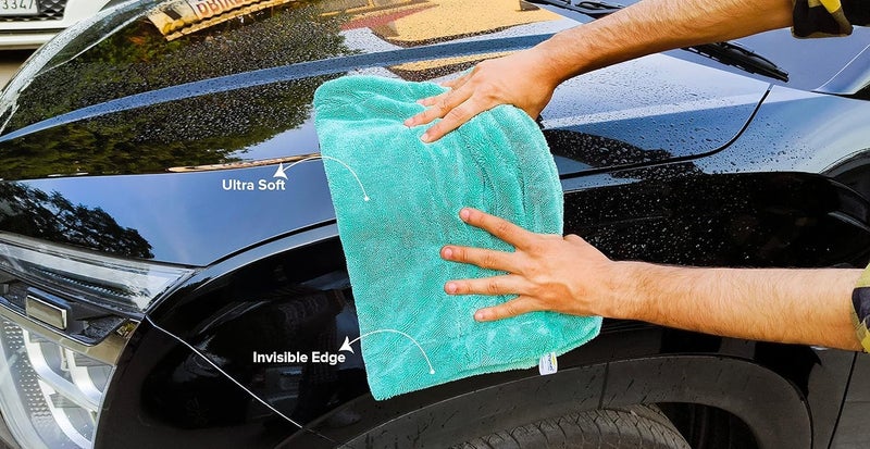 SOFTSPUN Microfiber Cloth for Car 1600 GSM 40x40 cms 1 Pcs Aqua Blue Twisted Loop Super Absorbent Towel Edgeless Design with Plush Pile and Lint Free Cloth for Drying and Detailing - Image 3