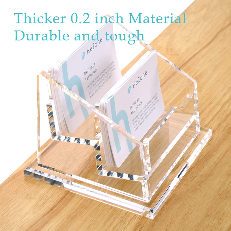 HeZone Business Card Holder for Desk Display, Clear Acrylic Office Supplies, Cards organizer Stand 2 Slot 1 Pack (2 Grid H) - Image 5