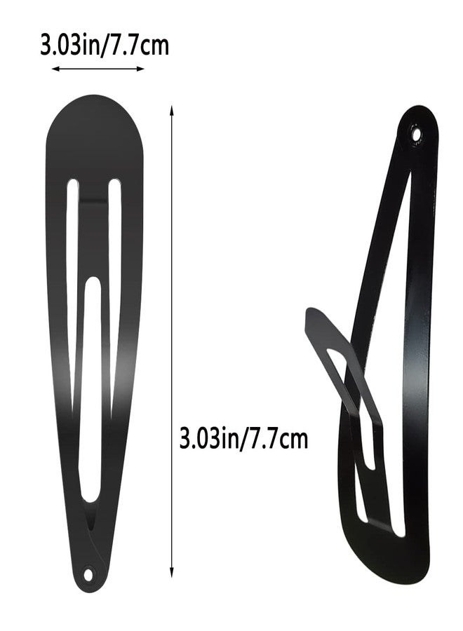 yuntop 30 Pcs Snap Hair Clips, 3.1 Inch Big Size Barrettes Women No Slip Metal Snap Hair Clips Large Hair Pins(Black) - Image 2