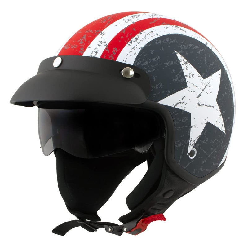 Milwaukee Helmets MPH9701DOT Maverick 34 Open Face Stars and Stripes Motorcycle Biker DOT Helmet Medium