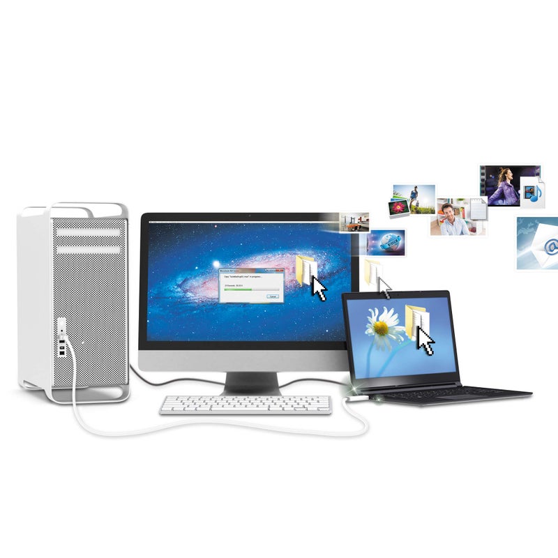 j5create JUC500 Data, Keyboard, and Mouse Sharing/Transfer USB 3.0 Cable Transfer Data Between Mac and Windows [Wormhole Switch] - Image 3