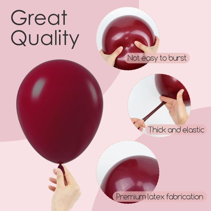 awenztech 120pcs Burgundy Balloons, 18 12 10 5 inch Maroon Balloons Different Sizes Burgundy Balloon Arch Kit for Birthday Graduation Wedding Baby Shower Valentine's Day Party Decorations - Image 3