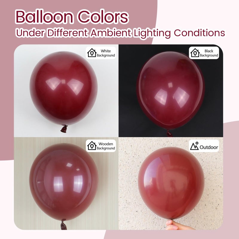 awenztech 120pcs Burgundy Balloons, 18 12 10 5 inch Maroon Balloons Different Sizes Burgundy Balloon Arch Kit for Birthday Graduation Wedding Baby Shower Valentine's Day Party Decorations - Image 5