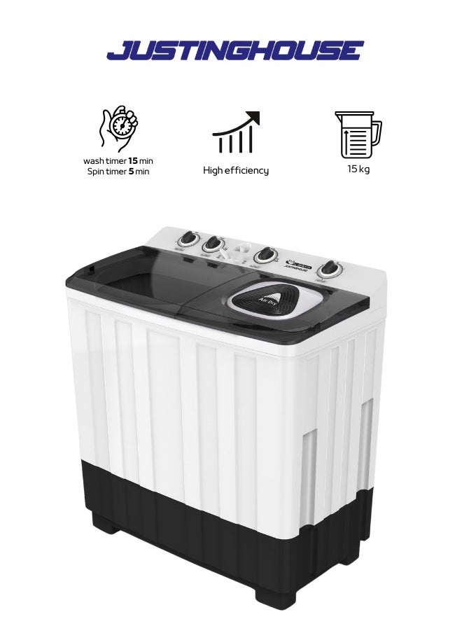 JUSTINGHOUSE - Twin Tub Washing Machine, 15 Kg - JSWM-1115 - Image 1