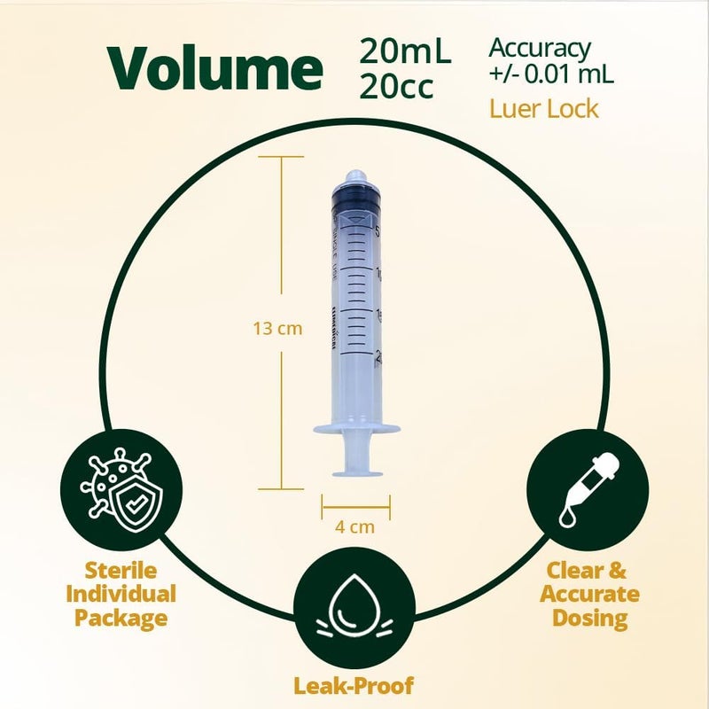 Elimedical Veterinary Syringe Without Needle, Luer Lock 20cc 25pcs/box 20LT - Image 4