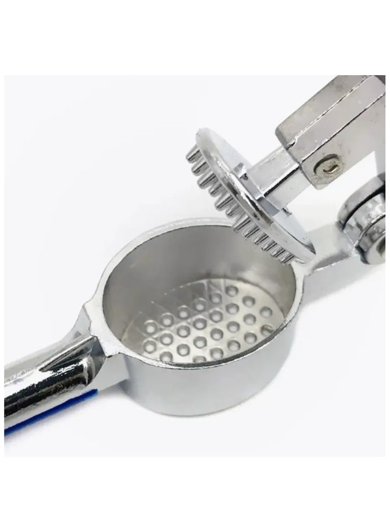 Durable Stainless Steel Garlic Press with Non-Slip Blue Handles | 34 Chamber Holes | Easy Grip and Effortless Garlic Crushing - Image 3