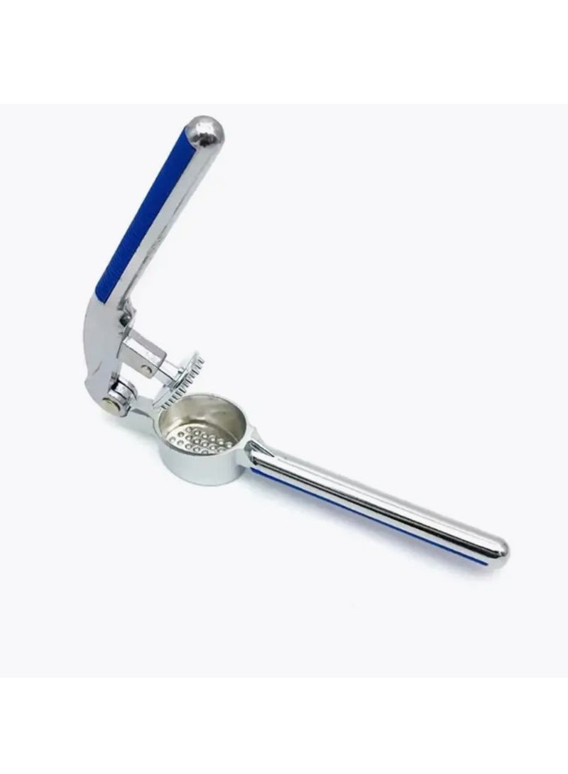 Durable Stainless Steel Garlic Press with Non-Slip Blue Handles | 34 Chamber Holes | Easy Grip and Effortless Garlic Crushing - Image 4
