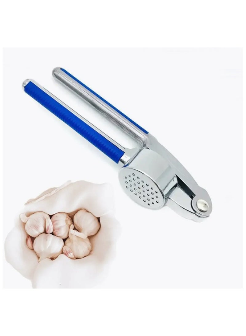 Durable Stainless Steel Garlic Press with Non-Slip Blue Handles | 34 Chamber Holes | Easy Grip and Effortless Garlic Crushing - Image 5