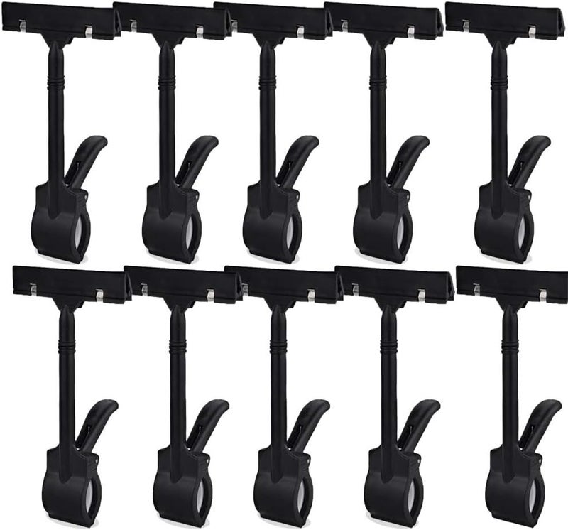 OUKEYI Plastic Merchandise Sign Clip Rotatable Pop Clip-on Holder Stand Price Display Holders Tag Clip ，Adjustable Clip Sign Pack of 10 lear - Image 1