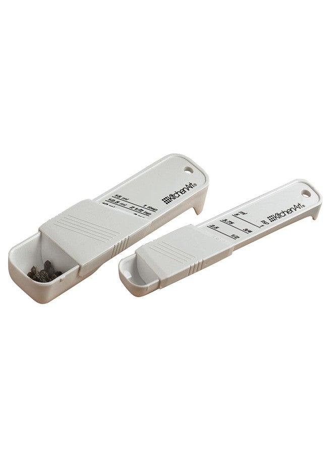 كيتشين أرت طقم ملاعق صغيرة وكبيرة قابلة للتعديل من KitchenArt، مصنوع من البلاستيك، قطعتان، أبيض، 9 × 3.5 × 0.75 بوصة - Image 1