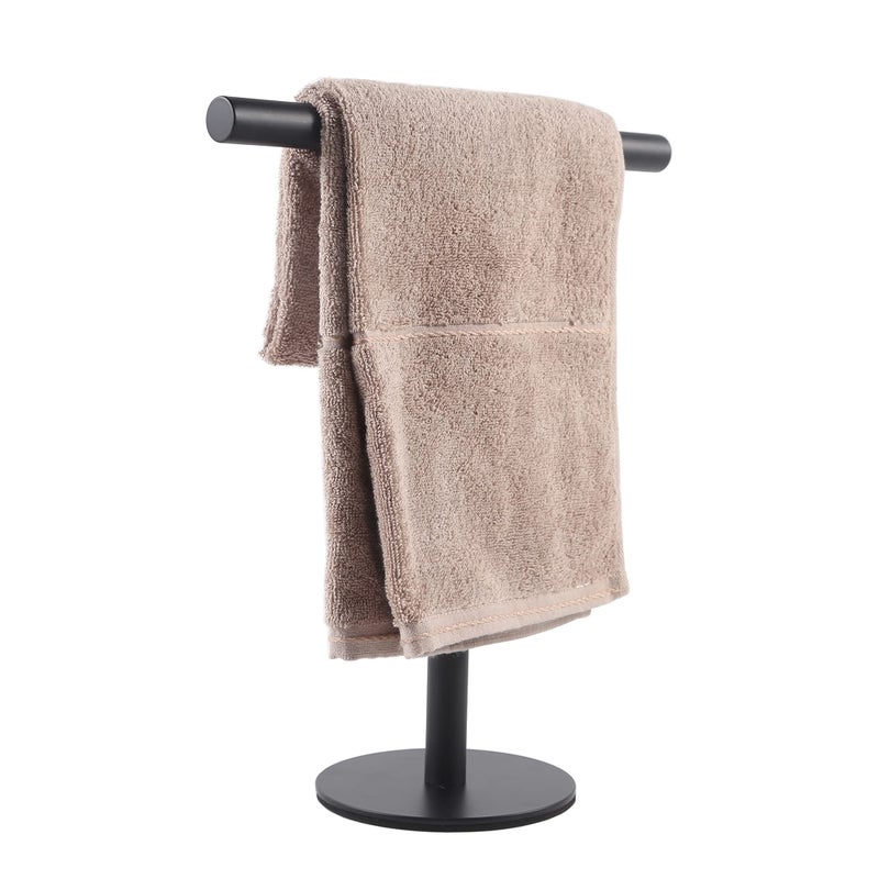 bluebyrne Bathroom Hand Towel Holder StandTShape Hand Towel Holder Stand SUS304 Stainless Steel Matte Black for BathroomKitchen or Vanity Countertop 