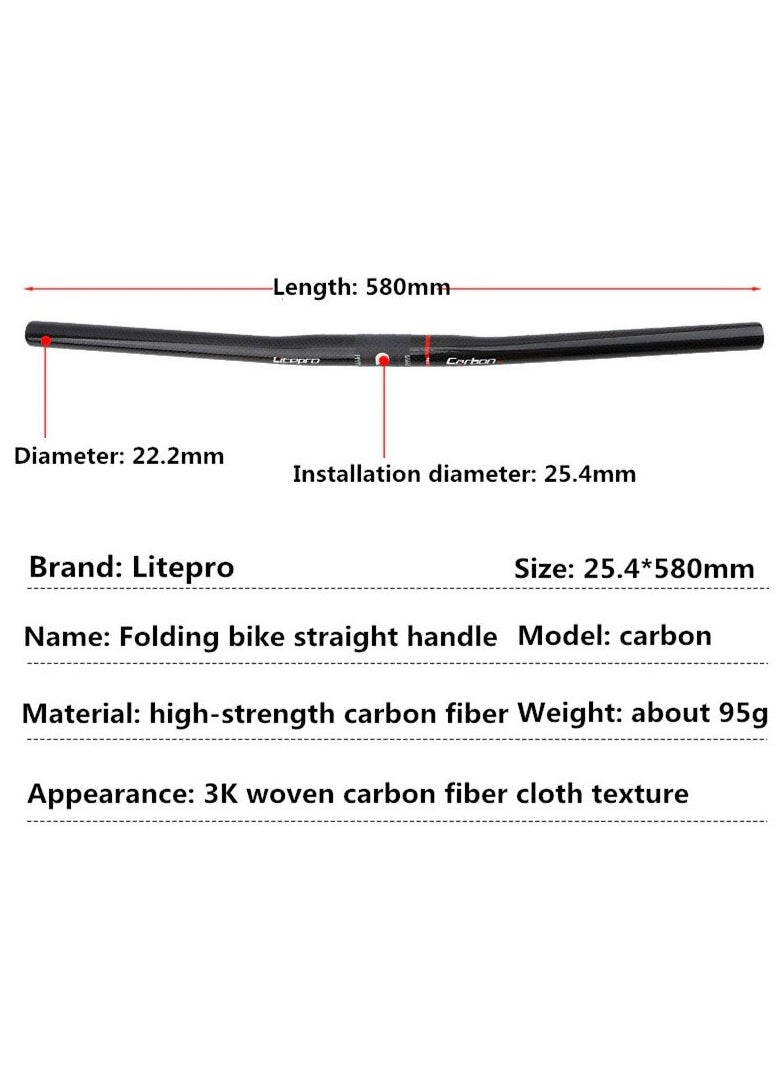 Litepro Carbon Handlebar 25.4X580Mm Folding Bike  - Image 3