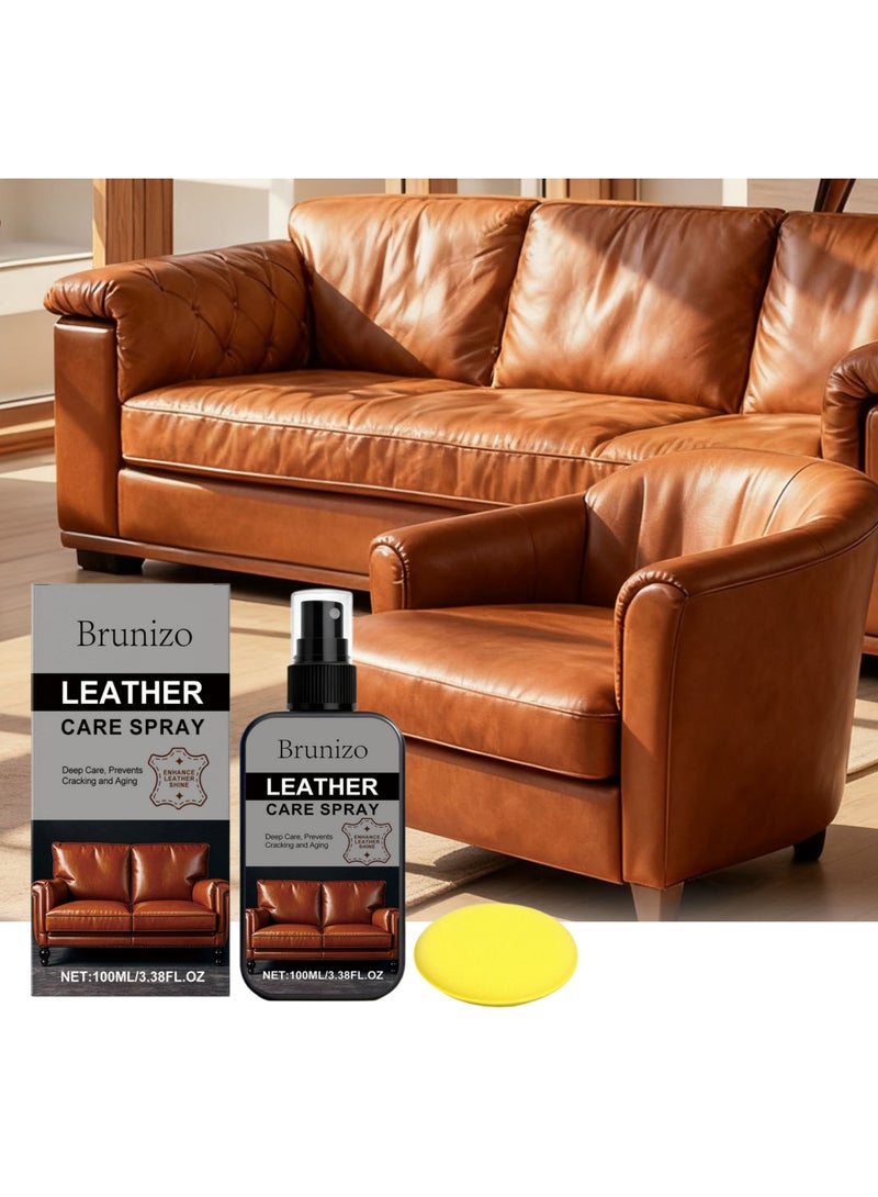 برونيزو Leather Care Spray - 100ML Leather Conditioner  Cleaner, Deep Care to Prevent Cracking  Aging, Enhances Shine for Furniture, Car Seats, Purses, Shoes  More - Image 2
