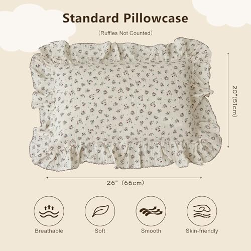 BuLuTu Girls Boys Kids Pillowcase Standard Size Floral Pattern 20x26 1 pc Soft Breathable Muslin Cotton Toddler Bed Pillow Cases Kids Bedding Room Decor Envelope Closure - Image 3