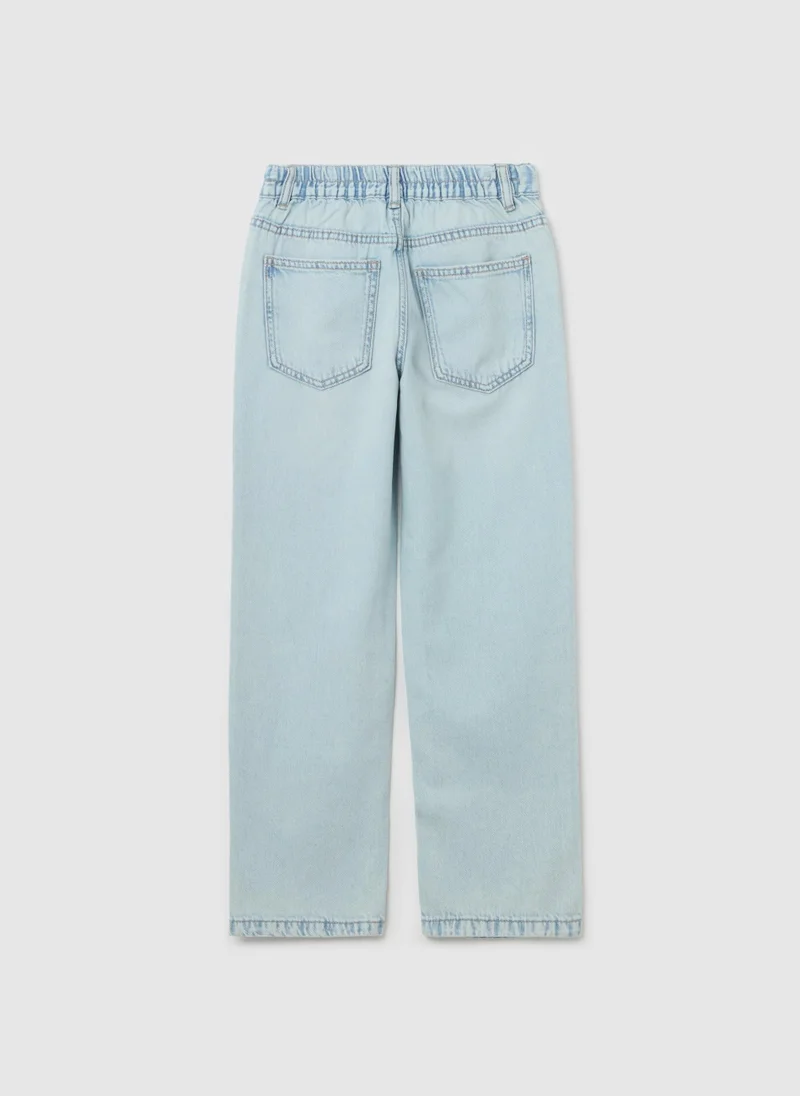 او في اس Mum-Fit Jeans With Five Pockets And Abrasions