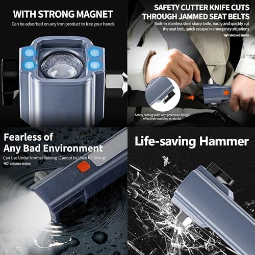 Kliffoo Rechargeable LED Torch Light, 3 in 1 Portable Handheld Flashlight with 3 Lighting Modes, Seat Belt Cutter, Glass Breaker, Long Distance Beam Range, Telescopic Zoom, Magnetic Base - Image 4