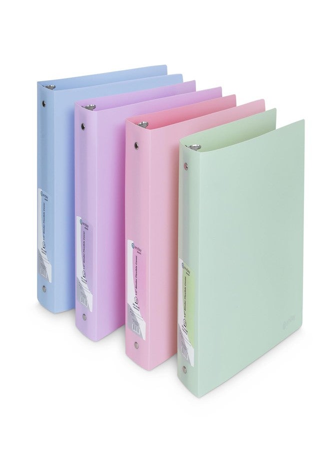 Enday 3 Ring Binder 1 inch (4 Pack) Pastel Flexible Binders Round Ring with Pocket, Holds 175 Sheets, for Home and School Supplies in Blue, Purple, Pink and Green - by Enday - Image 1