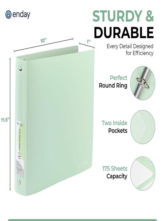 Enday 3 Ring Binder 1 inch (4 Pack) Pastel Flexible Binders Round Ring with Pocket, Holds 175 Sheets, for Home and School Supplies in Blue, Purple, Pink and Green - by Enday - Image 3