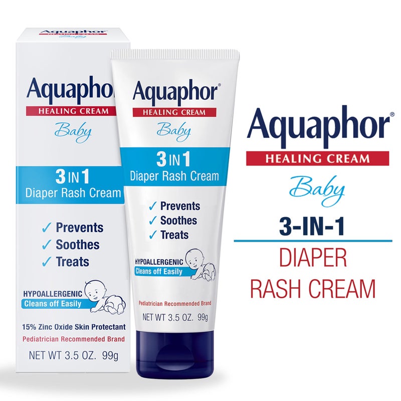 Aquaphor Baby Diaper Rash Cream, 3-in-1 Diaper Rash Relief, 3.5 Oz Tube, (Pack of 3) - Image 2