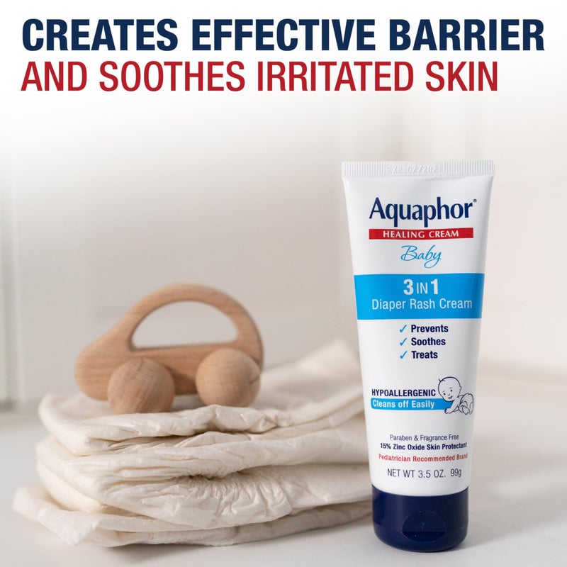 Aquaphor Baby Diaper Rash Cream, 3-in-1 Diaper Rash Relief, 3.5 Oz Tube, (Pack of 3) - Image 4
