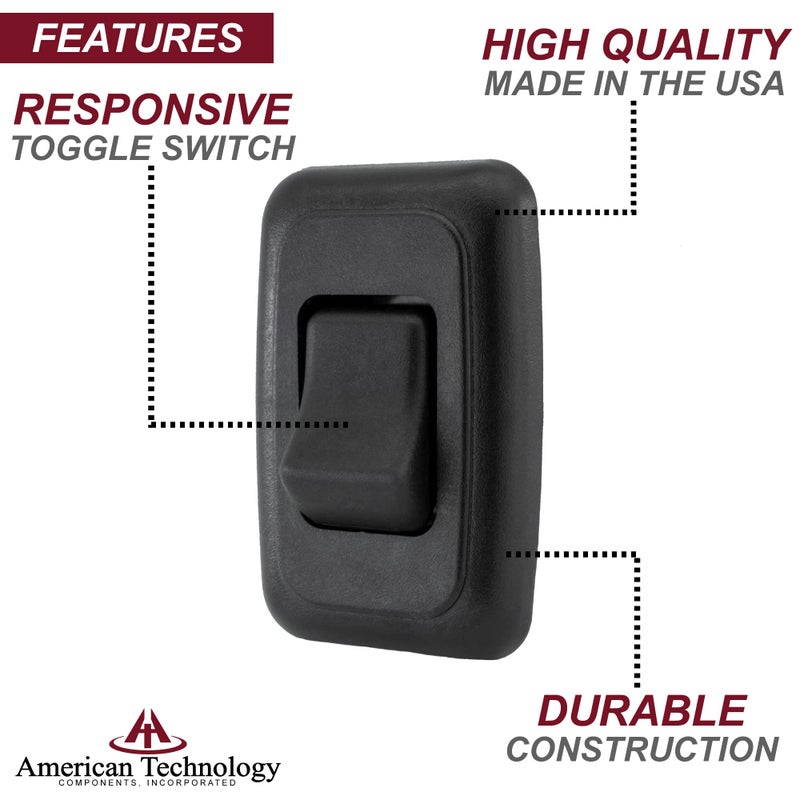 American Technology Components Single SPST On-Off Switch with Bezel, 12-Volt, for RV, Trailer, Camper (Black) - Image 3