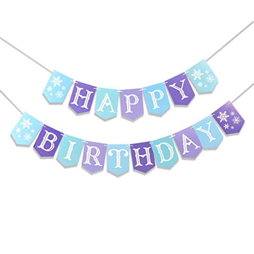 ZZDCMS Snowflake Birthday Banner Blue Winter Wonderland Decor for Boys Girls - Image 1