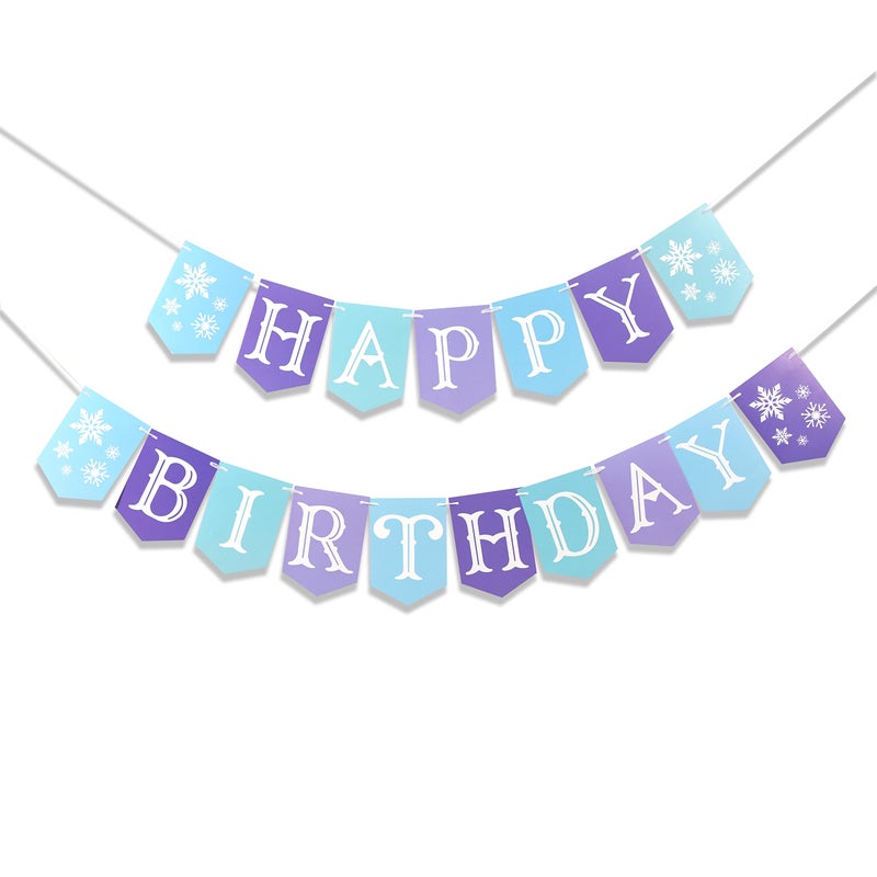 ZZDCMS Snowflake Birthday Banner Blue Winter Wonderland Decor for Boys Girls - Image 2