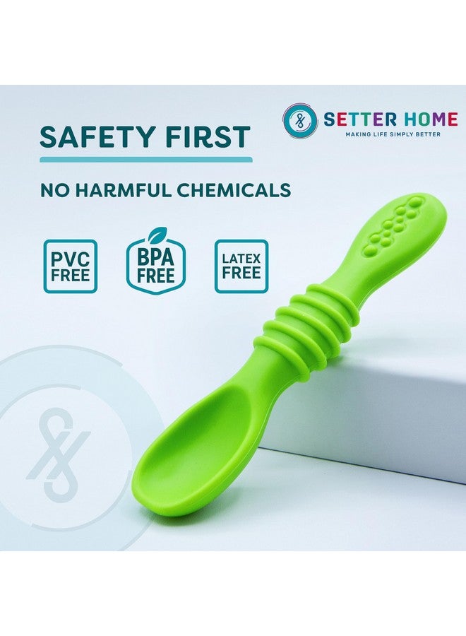 SETTER HOME طقم ملاعق سيليكون مميزة للأطفال - 6 قطع، ملاعق تدريب التغذية الذاتية للأطفال الرضع والصغار، أدوات الفطام القابلة للمضغ للمرحلة الأولى، خالية من BPA، أساسيات تغذية الأطفال - Image 5