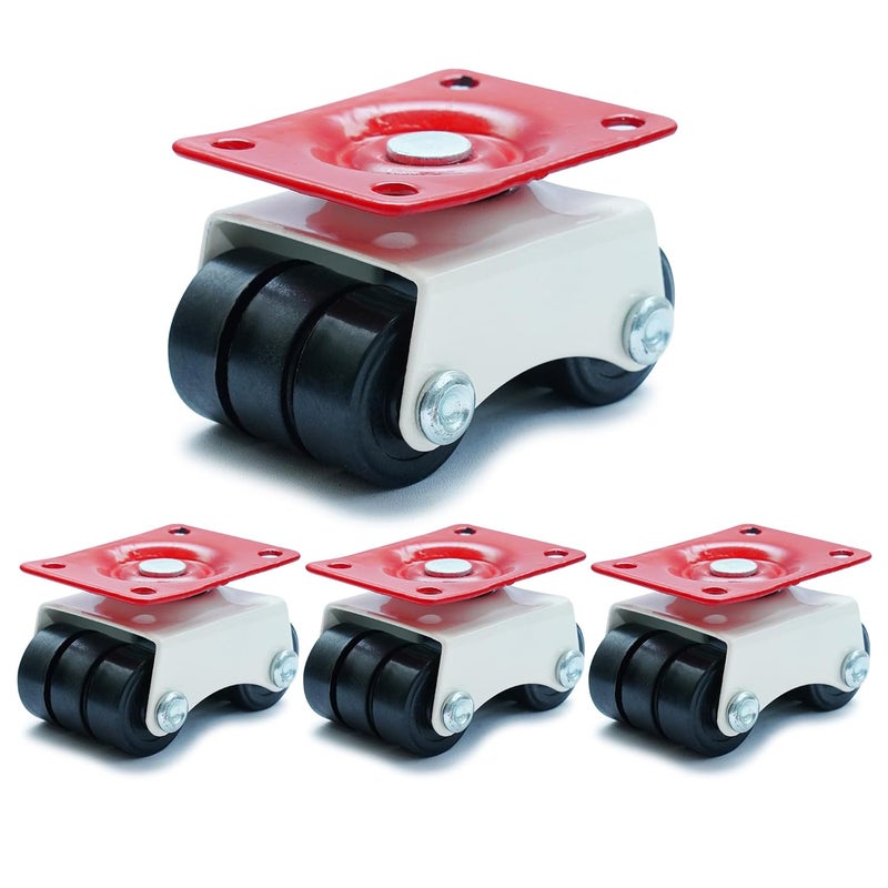Caneuf Six Wheel Mini Swivel Furniture Caster for Furniture Table Trolley 30 MM Black Set of 4 - Image 1