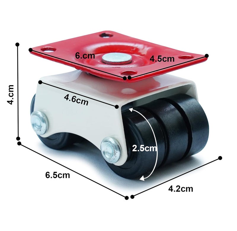 Caneuf Six Wheel Mini Swivel Furniture Caster for Furniture Table Trolley 30 MM Black Set of 4 - Image 3