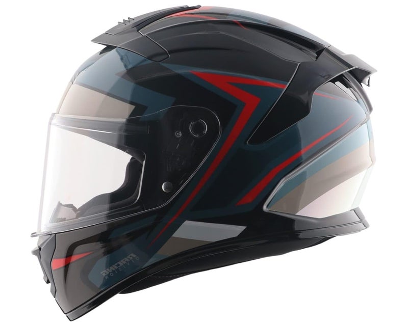 Vega VF 10 Turbo Flex Full Face Riding Helmet with Shock-Absorbing Liner, Lightweight Shell, Aerodynamic Design, Ventilated Interior, Comfortable Fit, and Modern Black Grey Styling Black Grey M - Image 2