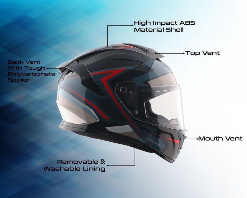 Vega VF 10 Turbo Flex Full Face Riding Helmet with Shock-Absorbing Liner, Lightweight Shell, Aerodynamic Design, Ventilated Interior, Comfortable Fit, and Modern Black Grey Styling Black Grey M - Image 5