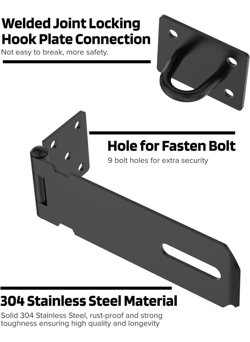 Emerald 4Inch Black Padlock Hasp,Door Slide Latch Lock Black Painted Iron Lock Black Iron with Screws for Home Yard Garden - Image 4