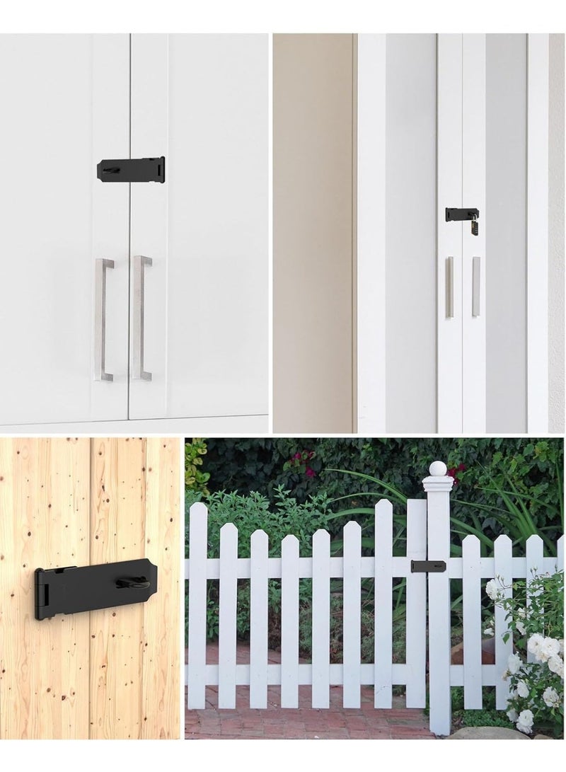 Emerald 4Inch Black Padlock Hasp,Door Slide Latch Lock Black Painted Iron Lock Black Iron with Screws for Home Yard Garden - Image 5