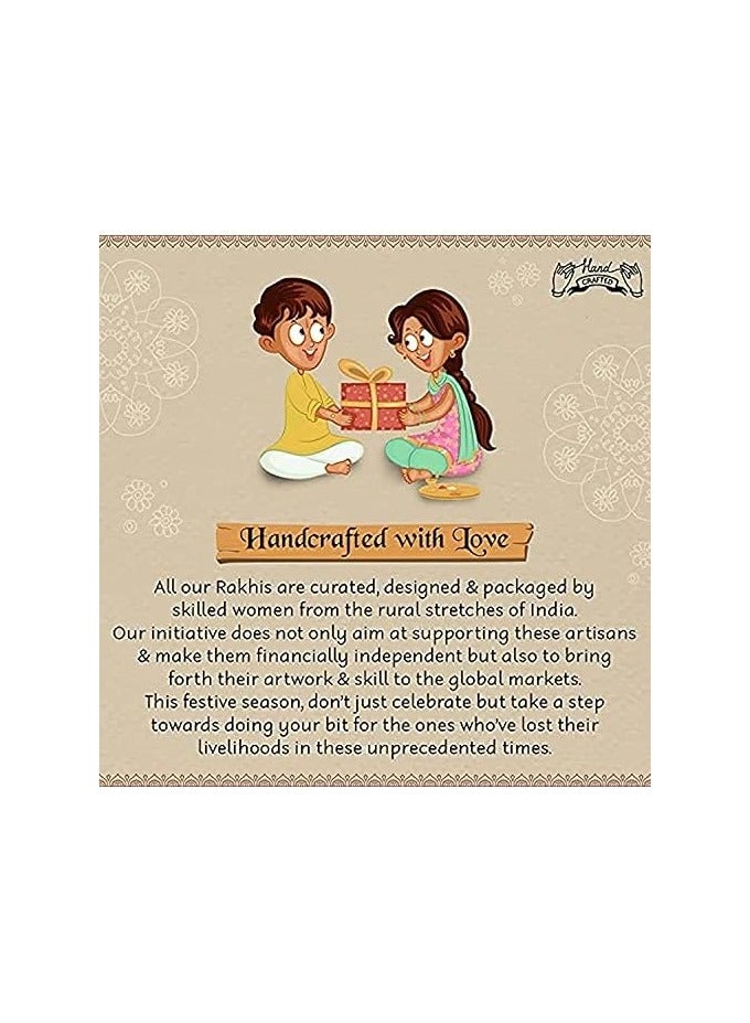 isana I Jewels Designer Kundan Pearl Bhaiya Rakhi With Roli Chawal & Rakshabandhan Card for Brother/Bro/Bhai/Men - Image 5