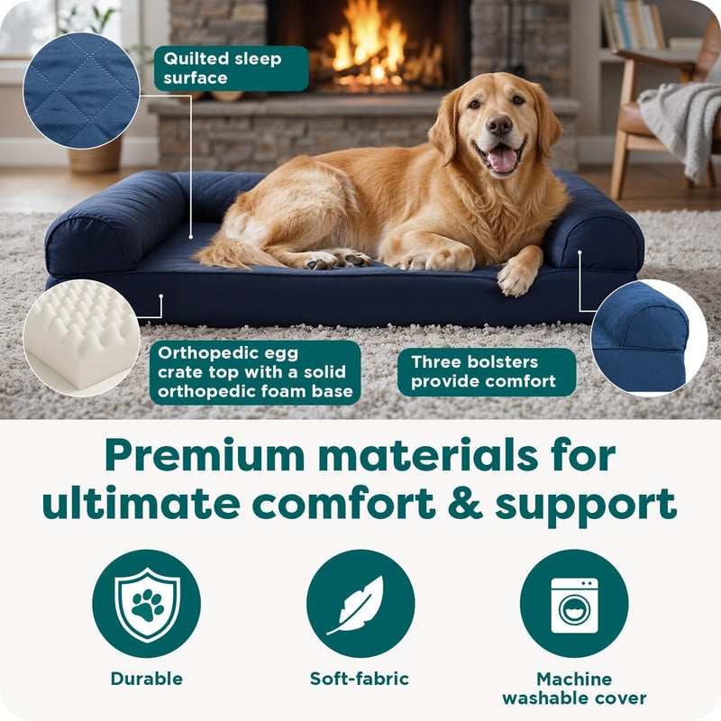 Furhaven Pet Dog Bed | Orthopedic Quilted Traditional Sofa-Style Living Room Couch Pet Bed w/Removable Cover for Dogs & Cats, Silver Gray, Jumbo Plus - Image 5