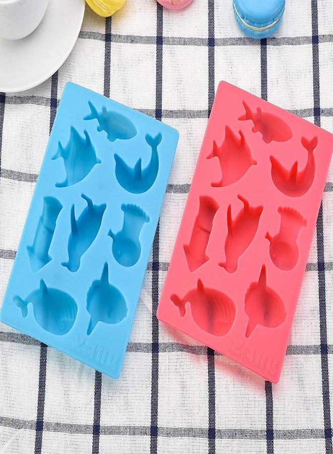 Fewo 2Pcs Marine Chocolate Mold, Under the Sea Animal Silicone Ice Cube Trays, Whale Fish Dolphin Penguin Squid Octopus Silicone Jello Candy Mini Soap Plaster Epoxy Resin Mold - Image 2