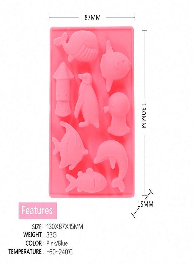 Fewo 2Pcs Marine Chocolate Mold, Under the Sea Animal Silicone Ice Cube Trays, Whale Fish Dolphin Penguin Squid Octopus Silicone Jello Candy Mini Soap Plaster Epoxy Resin Mold - Image 3