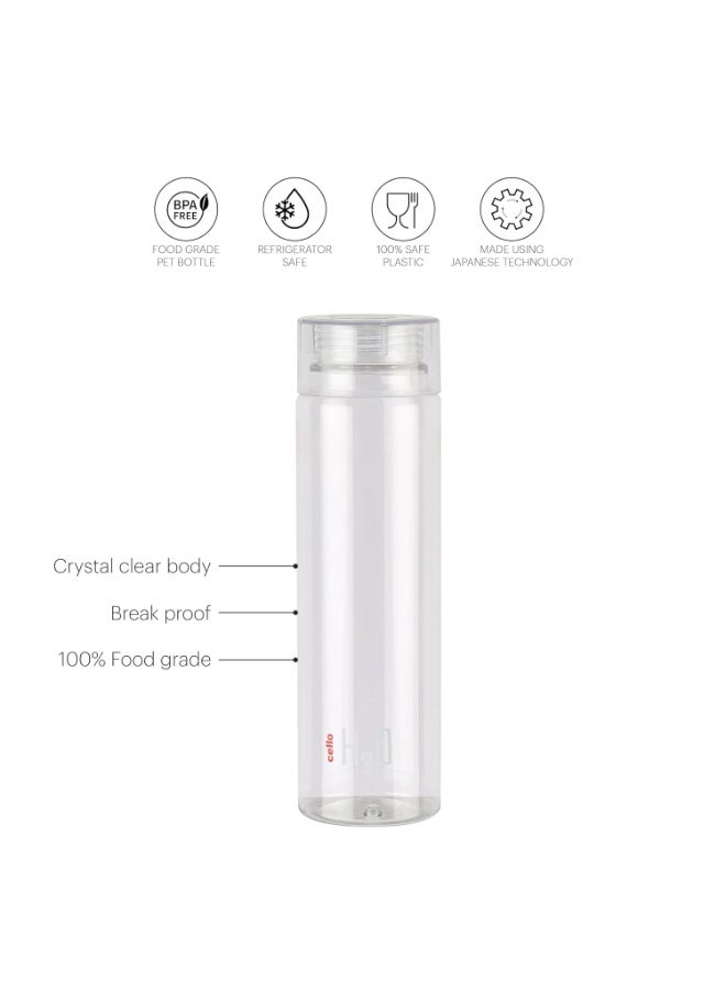 Cello H2O Round Unbreakable Plastic Water Bottle Premium Edition | Lid is sealed by a silicone ring | Leak proof & break-proof | 1 Liter | Clear - Image 4
