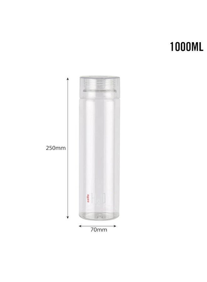 Cello H2O Round Unbreakable Plastic Water Bottle Premium Edition | Lid is sealed by a silicone ring | Leak proof & break-proof | 1 Liter | Clear - Image 3