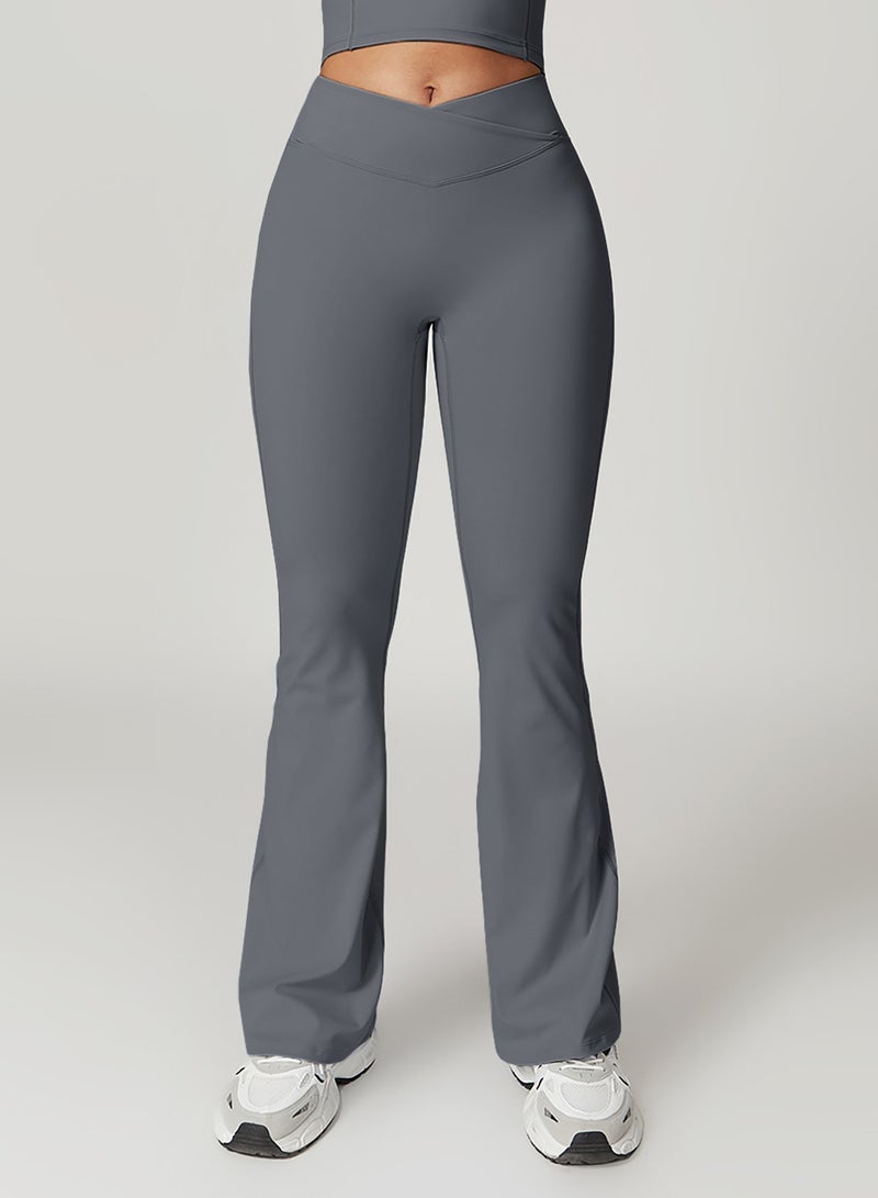 general Womens Flare Leggings Crossover Yoga Pants Push Up Wide Leg Trousers - Image 1