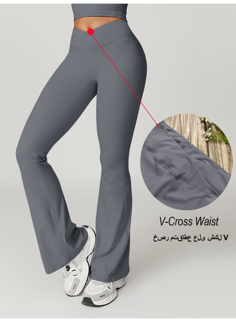 general Womens Flare Leggings Crossover Yoga Pants Push Up Wide Leg Trousers - Image 2