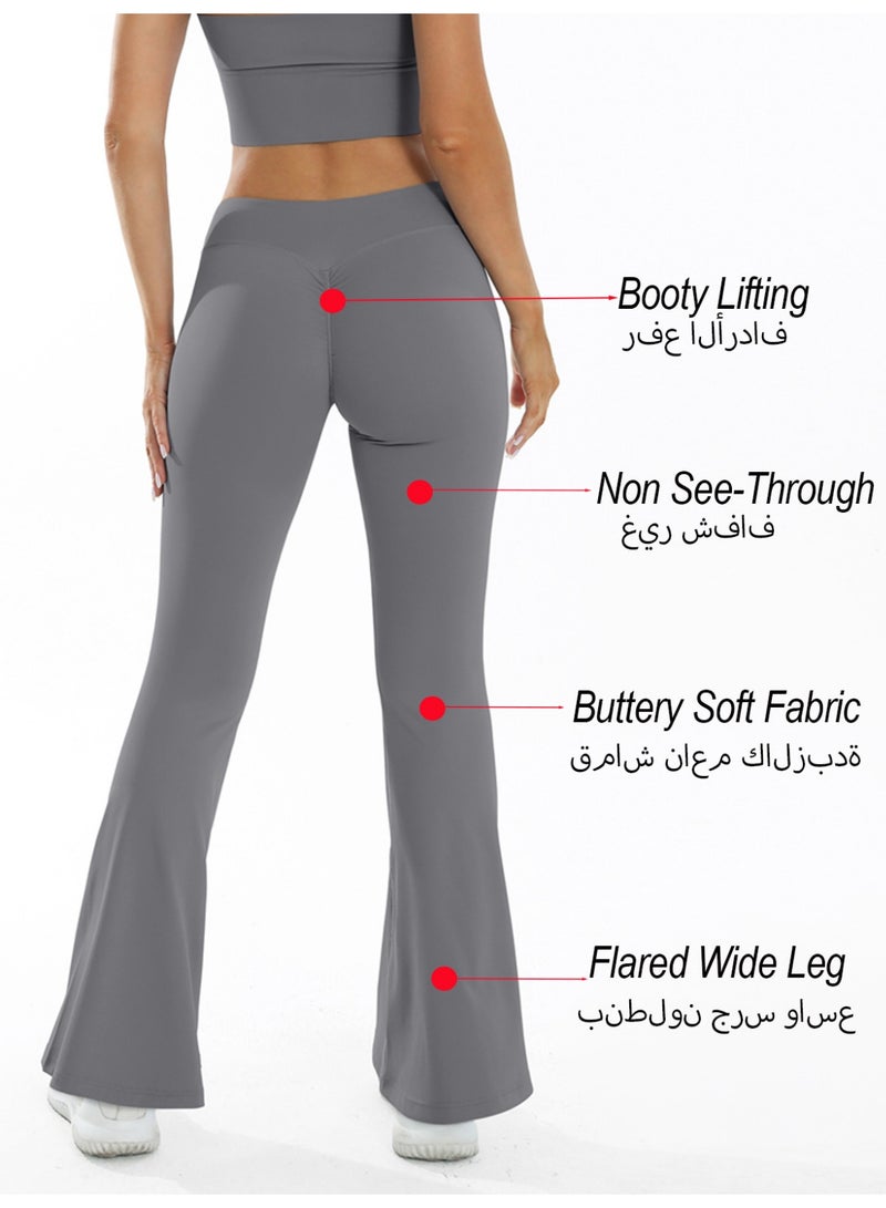 general Womens Flare Leggings Crossover Yoga Pants Push Up Wide Leg Trousers - Image 4