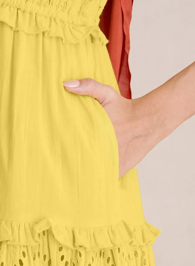 Femmella Eyelet Ruffle Dress