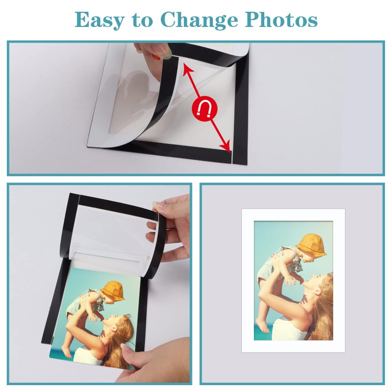 CRUGLA 12 Packs 4x6 Magnetic Picture Frames for Refrigerator  White Peel and Stick Frame Bulk  4 by 6 Photo Holders for Fridge Dishwasher Whiteboard - Image 4