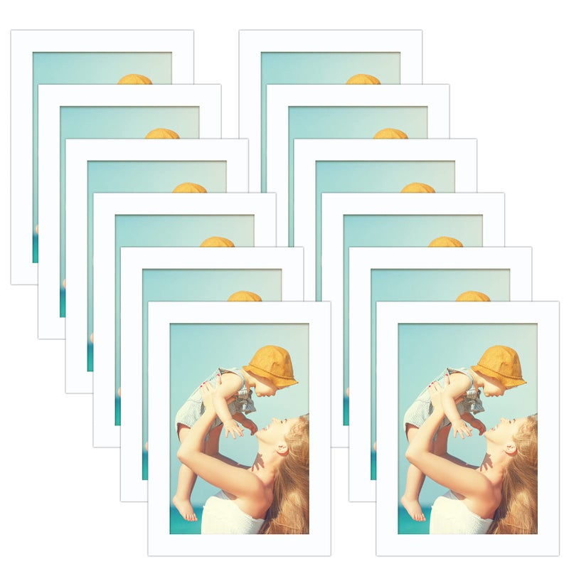 CRUGLA 12 Packs 4x6 Magnetic Picture Frames for Refrigerator  White Peel and Stick Frame Bulk  4 by 6 Photo Holders for Fridge Dishwasher Whiteboard - Image 1