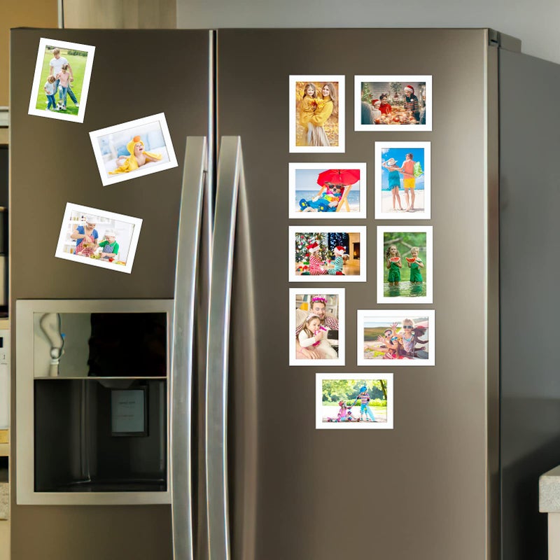 CRUGLA 12 Packs 4x6 Magnetic Picture Frames for Refrigerator  White Peel and Stick Frame Bulk  4 by 6 Photo Holders for Fridge Dishwasher Whiteboard - Image 5