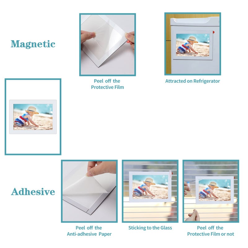CRUGLA 12 Packs 4x6 Magnetic Picture Frames for Refrigerator  White Peel and Stick Frame Bulk  4 by 6 Photo Holders for Fridge Dishwasher Whiteboard - Image 3