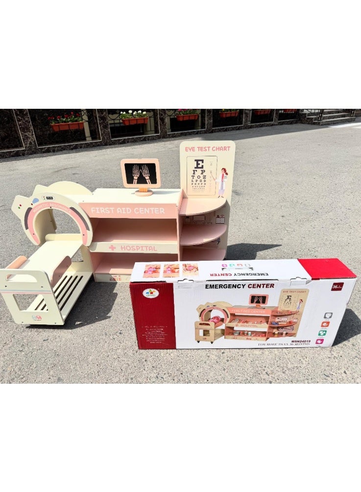 مجموعة لعب طبيب خشبي للأطفال - مركز أنشطة المستشفى | مجموعة أدوات طبية تظاهرية هدية للأولاد والبنات - Image 4